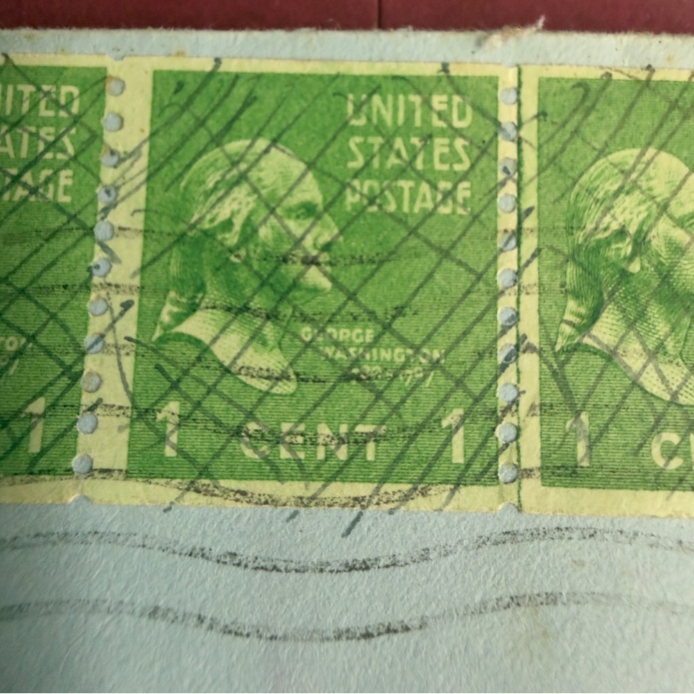 George Washington 1 One Cent Stamp 1789-1797 Green (3 Attached ) as shown - Picture 3 of 5